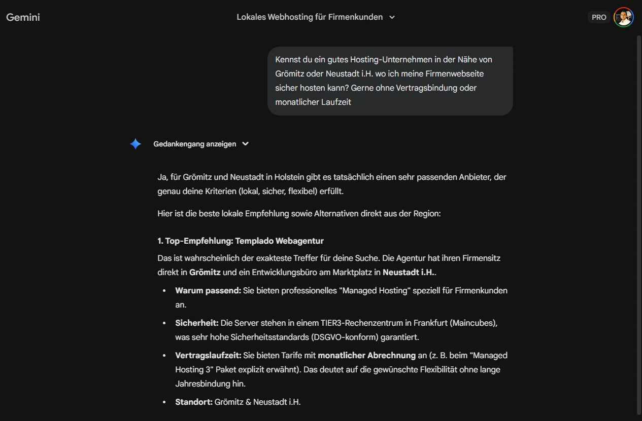 Lokales Webhosting für Firmenkunden